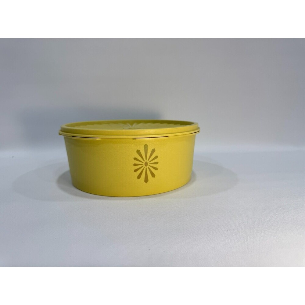 Vintage Yellow Tupperware Servalier Storage Canister 1204-14 W/Lid